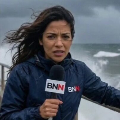 Lisa Jiminez reporting in a storm