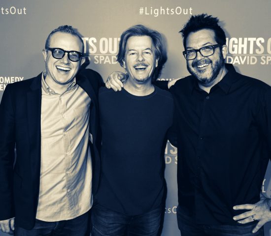 The founders with David Spade at the Lights Out premiere